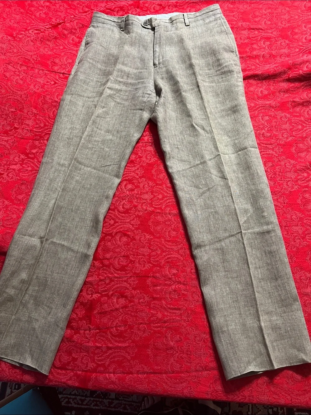 Joseph Abboud Light Brown Linen Blend Dress Pants Men's 34x30 Made in Italy